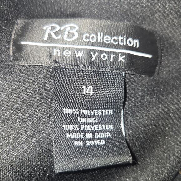 RB Collection New York Womens Size 14 Midi Dress Black Gold Ruffle Party Event - Picture 2 of 12